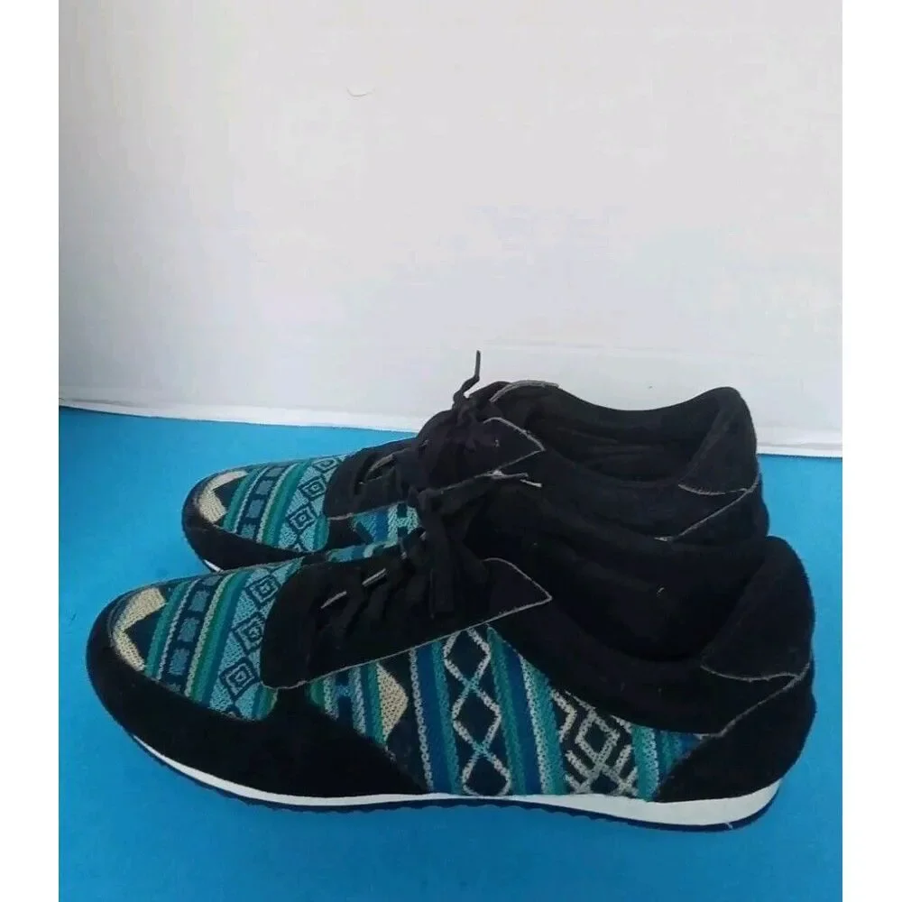 Etnies Aztec Print‎ Sneakers Black & Turquoise Casual Athletic Shoes
